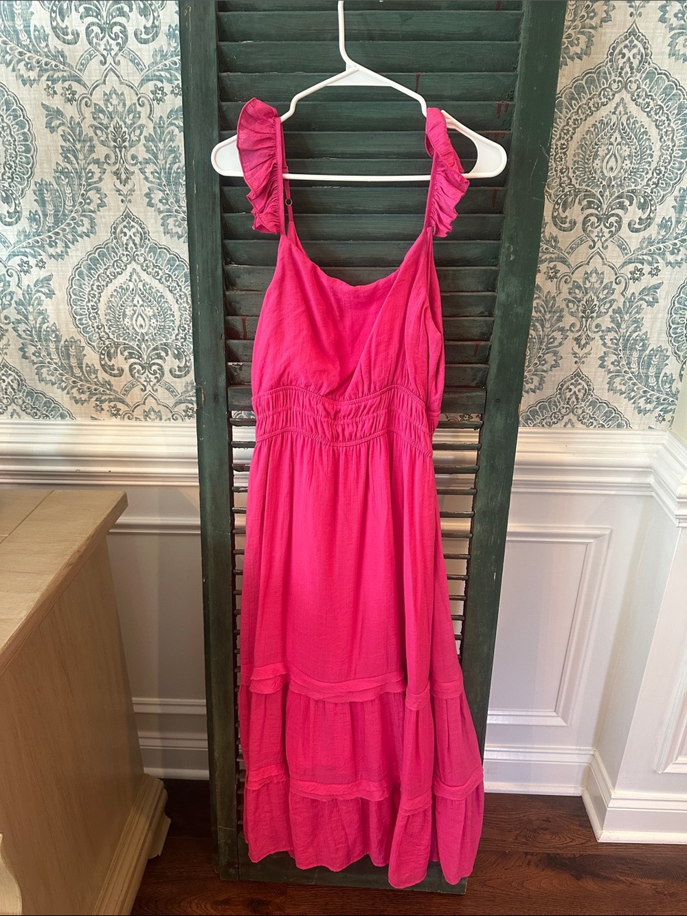 mittoshop Pink Ruffle Strap Maxi Dress